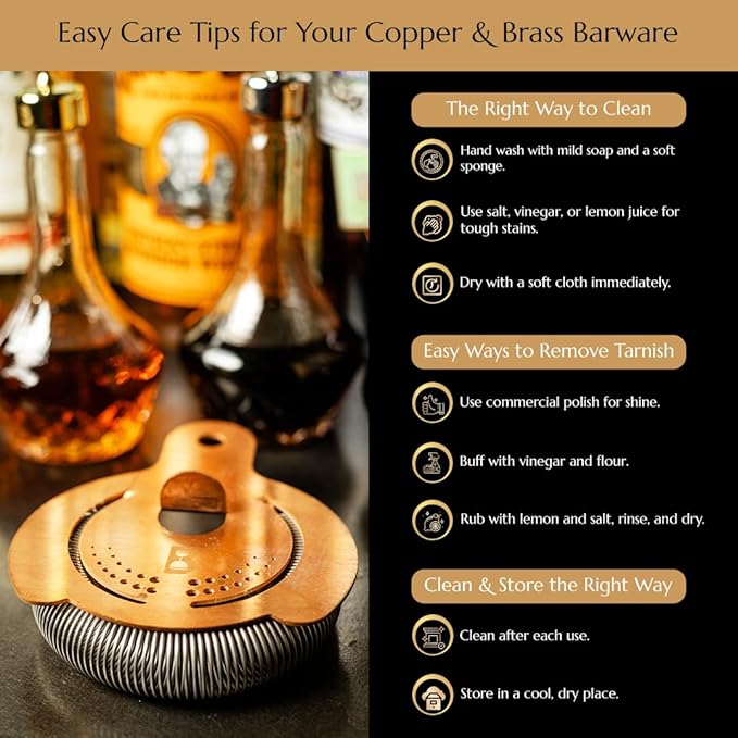 Shaken & Stirred Cocktail Set by Bull in China - Premium Bartender Gift Set w/ 2 Piece Weighted Shaker, Hammered Jigger, Hawthorne Strainer, Fine Mesh Strainer, Mixing Glass & Barspoon (Copper)