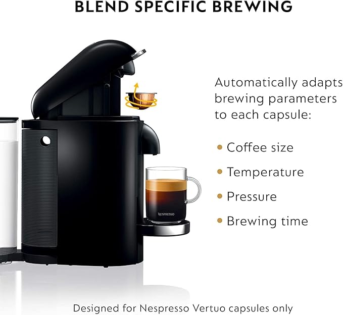 Nespresso Vertuo Plus Deluxe Coffee and Espresso Maker by Breville, Black