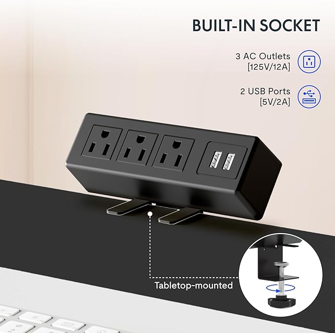 FLEXISPOT EN2 Whole-Piece Standing Desk with Clamp Power Strip, 48 x 24 Electric Stand Up Height Adjustable Desk with Cable Management (Gray Frame + 48" Black Walnut Desktop, 2 Packages)