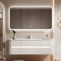 52IN Bathroom Vanity - Bathroom Vanity with Sink with Intelligent Induction Light | Wall-Mounted Bathroom Vanity with Intelligent LED Mirror Cabinet & 6 Drawers, Cream Color
