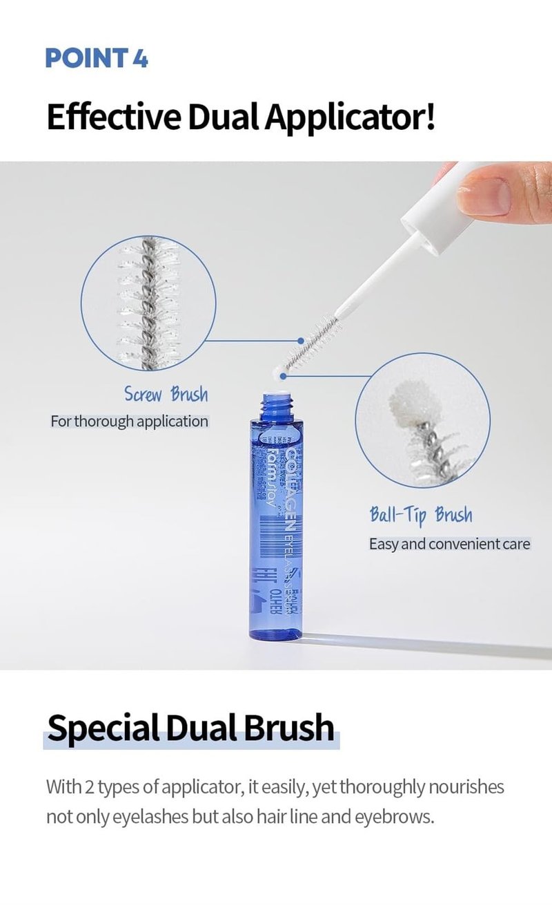 Farmstay Collagen Eyelash Serum - Highly-concentrated serum for eyelashes, Lash Growth Enhancer for Longer, Thicker, Stronger Lashes, Nourishing, Strengthening, K-Beauty, 0.35 fl. oz