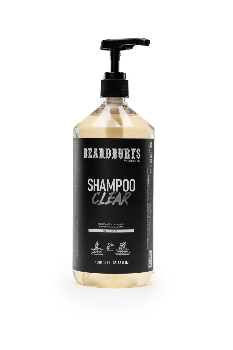 Beardburys Clear Men’s Shampoo For Oil Control, Oily Hair & Itchy Scalp Relief, Clarifying, Restore PH Balance, Mint, Ginseng & Thyme, Paraben Free Daily Use Deep Gentle Clean 1L
