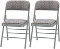 Amazing for less Pack of 2 (Fabric/Vinyl) Steel Frame Metal Foam Padded Folding Chairs (Black, Gray, White) (2-Pack - Fabric Gray)
