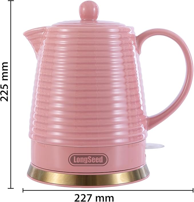 1.2 Liters Ceramic Electric Kettle with Infuser & Mug Set,1000W Fast Boil Water for Tea Coffee, Teapot with Boil-Dry Protection Auto Shut Off, Detachable Swivel Base