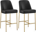 CHITA Counter Height Bar Stools Set of 2, FSC Certified Metal Barstools for Kitchen Island, 27" H Seat Height, Faux Leather, Black