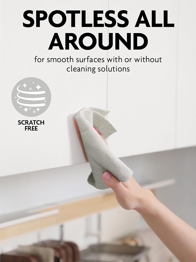 Fantasticlean Tear-Away Dish Cloth - 40 Sheets - 10'' by 10'', Reusable Washable Kitchen Towel Rolls, Super Absorbent and Thick Microfiber Cleaning Cloths (2 Rolls of Beige,Grayish)