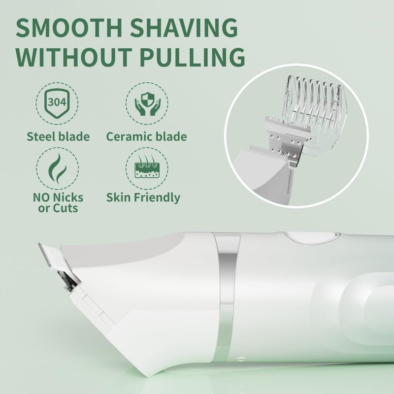 Bikini Trimmer for Women, 3-in-1 Electric Razors for Women, Waterproof Bikini Shaver Replaceable Facial, Body Trimmer for Pubic Hair, Painless Razor for Hair Trimmer, Mint Green