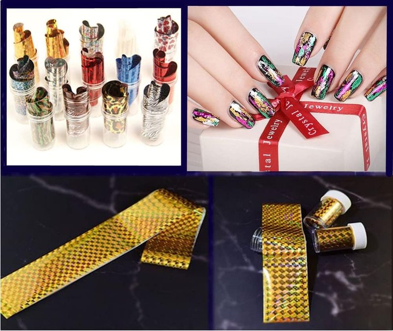 XICHEN Starry Sky Stars Nail Art Stickers Tips Wraps Foil Transfer Adhesive Glitters Acrylic DIY Decoration (24PCS 24 Colors)(4cm*100cm)
