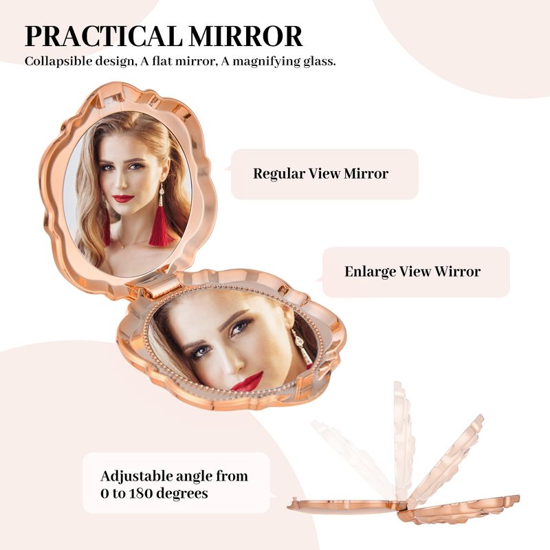 24 Pcs Rose Compact Mirror Bulk Wedding Party Favors for Guests, Rose Gold Portable Folding Travel Makeup Mirrors Set, Return Gifts for Quinceanera Bachelorette Wedding Bridal Shower Party Souvenirs