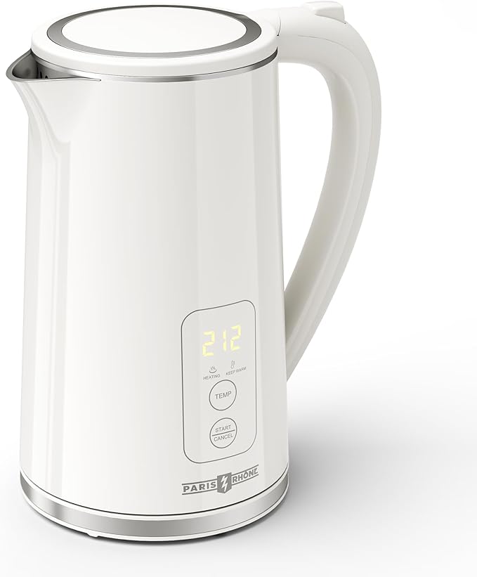 Electric Tea Kettle, Upgraded 1.7L Temperature Control Electric Kettle, 4H Keep Warm Water Boiler with 6 Presets, LED Screen Electric Kettles for Boiling Water, Boil-Dry Protection, BPA Free, White