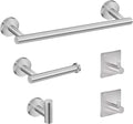 5-Pieces Bathroom Hardware Set Brushed Nickel SUS304 Stainless Steel Round Wall Mounted - Includes 16" Hand Towel Bar, Toilet Paper Holder, 3 Robe Towel Hooks,Bathroom Accessories Kit