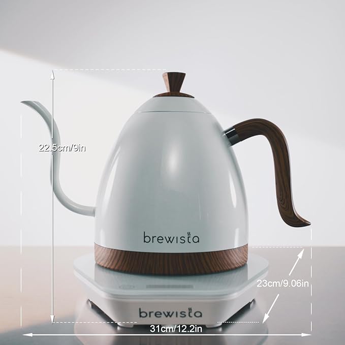 Brewista Artisan Electric Gooseneck Kettle, Water Boiler with LCD Panel, Precise Temperature Control, Fast Boiling and Keep Warm Settings for Pour-Over Coffee & Tea, Café, 1 Liter (Pearl White Base)
