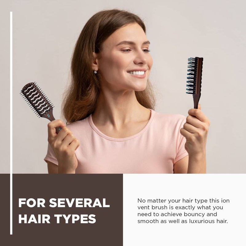Spornette Ion Fusion Vent Brush, Tipped Nylon Bristles - For Blowouts, Blow Drying, Styling, Volumizing & Detangling Medium to Long Hair - All Hair Types For Men, Women and Children