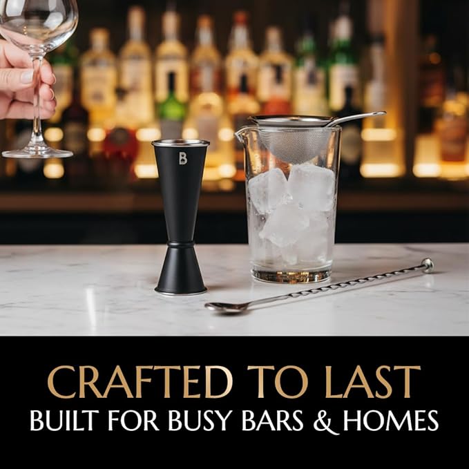 Double Japanese Jigger by Bull In China - 0.25oz to 2oz Measures for Cocktails, Bars & Bartenders (Stainless Steel)