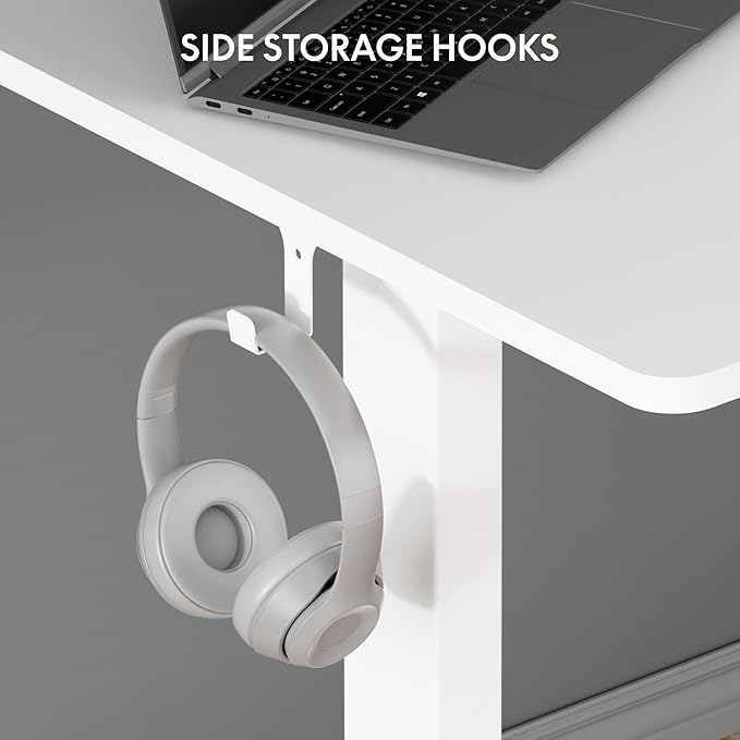FLEXISPOT Standing Desk Electric Height Adjustable Desk with 40 x 24 Inch Splice Board, Home Office Computer Workstation, White Top + White Frame