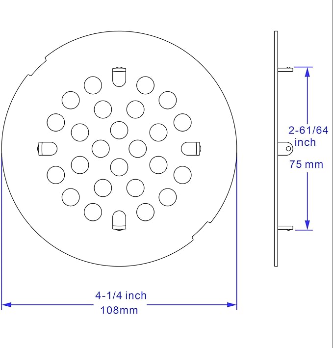 Bropury 4-1/4-Inch Easy-to-Install Snap-in Shower Drain Cover Floor Drain Replacement Cover Stainless Steel (Brushed Gold)