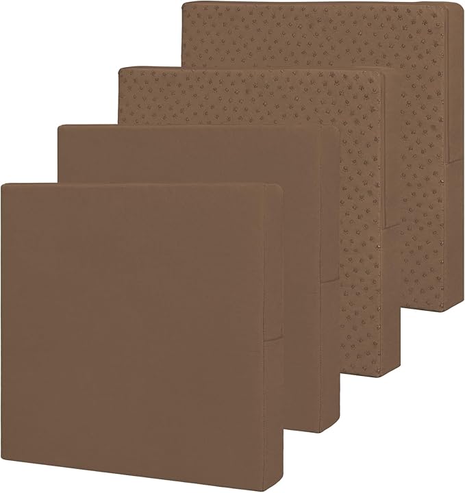 Easy-Going Waterproof Patio Cushion Covers ONLY Cover 24x22x4 inch 4 Pack Replacement Non-Slip Outdoor Seat Cushion Slipcover with Zipper. Brown