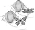 2pcs Tea Infuser,Loose Leaf Tea Steeper Tea Strainer with Charm Handmade Dragonfly Butterfly Pendant Tea Ball Tea Filter Tea Infusers for Loose Tea