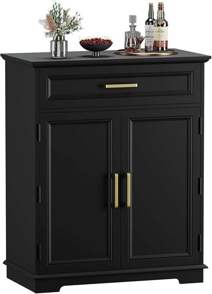 Kitchen Storage Cabinet with Drawer, Buffet Cabinet with Storable Door, Modern Floor Sideboard, for Living Room, Entryway,Black