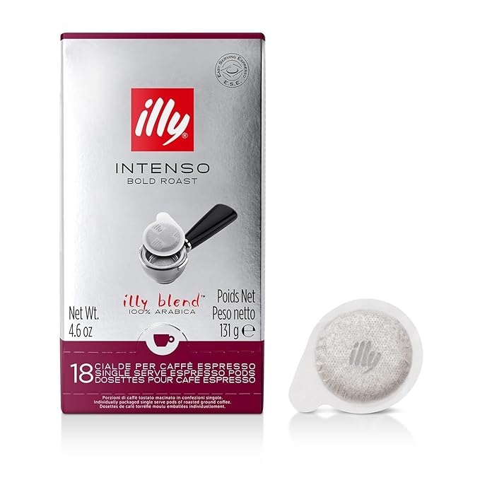 illy E.S.E. Coffee - Single-Serve Capsules & Pods - Intenso Dark Roast - Notes Of Cocoa & Dried Fruit - For E.S.E Machines - Extraordinary Aroma & Body – 18 Count