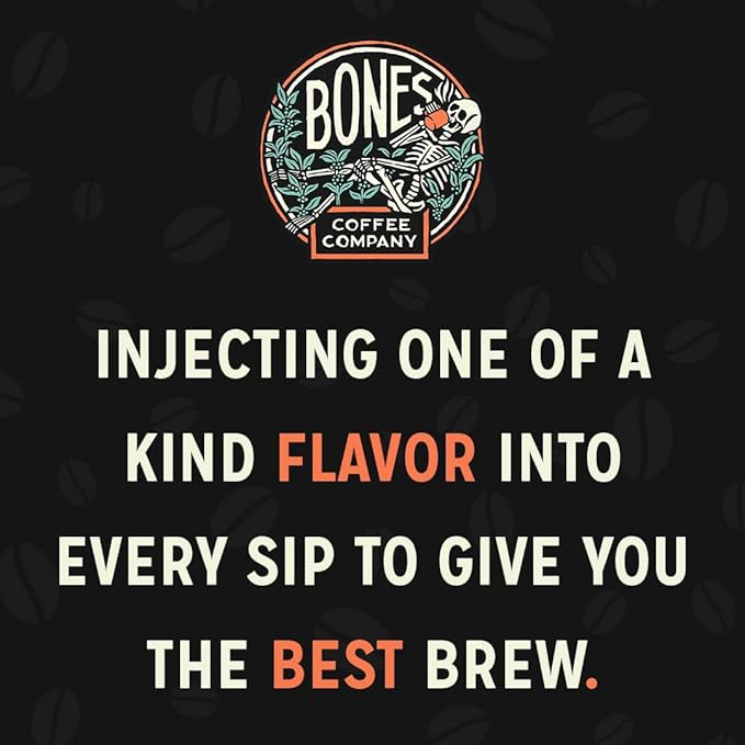 Bones Coffee Company Irish Cream, Creamy Liqueur Flavored Coffee, Medium Roast Low Acid Arabica Beans Compatible with Auto drip and French Press Coffee Maker, 12 Oz Ground