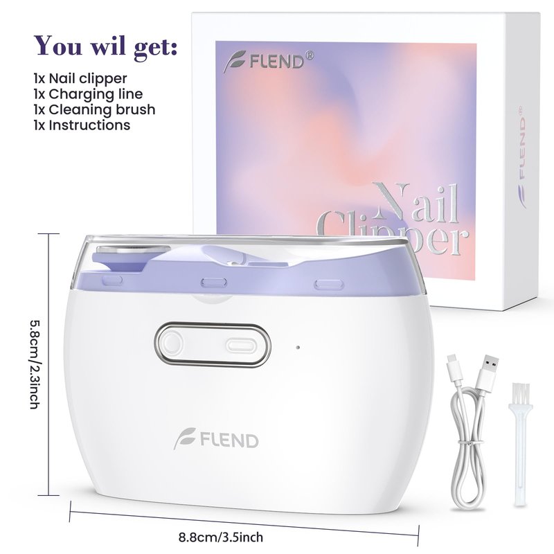 Electric 2-in-1 Nail Clipper & Polisher, 2-Speed Safe Fingernail Trimmer for All Ages, Rechargeable Automatic Nail Clipper with Light, Manicure Set for Baby Kids Seniors & Weak Hands