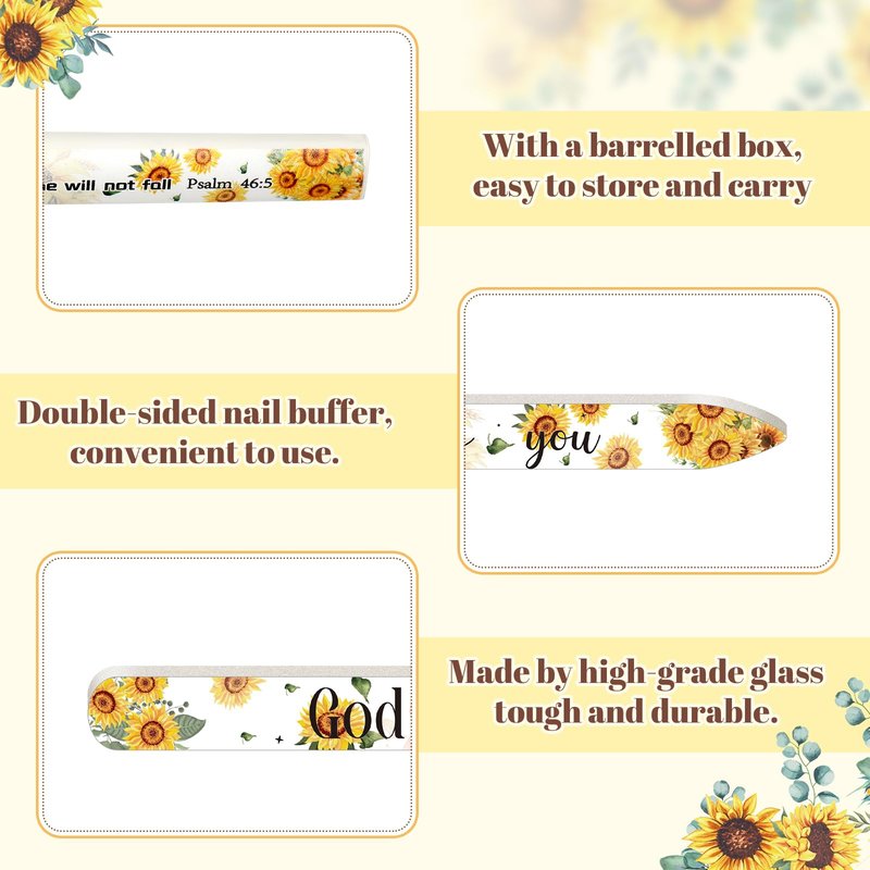 10 Pack Floral Christian Glass Nail File with Scripture for Natural Nails Christian Gifts for Women Bulk Double Sided Bible Verse Glass File Emery Board with Case Religious Church Gift for Women Mom