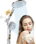 Filtered Rainfall Shower Head with Handheld Spray Combo, Dual Shower Head Combo High Pressure, Double Sprayer Filter Shower Head with Extra Long Hose & Adjustable Shower Arm (Chrome)