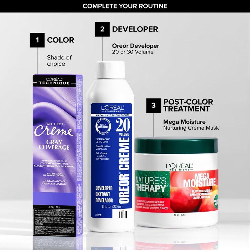 L'Oréal Technique Oreor Developer - Hair Color Developer, Creamy Formula For Uniform Results, Combine With Color of Your Choice, 20 Vol Dev 8 Oz