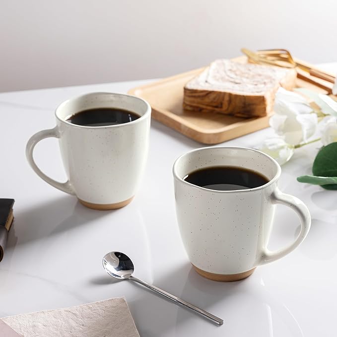 AmorArc 12oz Coffee Mugs, Ceramic Coffee Mugs set of 4 for Man, Woman, Dad, Mom, Modern Coffee Cups with handle for Latte/Cappuccino/Milk/Cocoa. Dishwasher&Microwave Safe, Light Beige