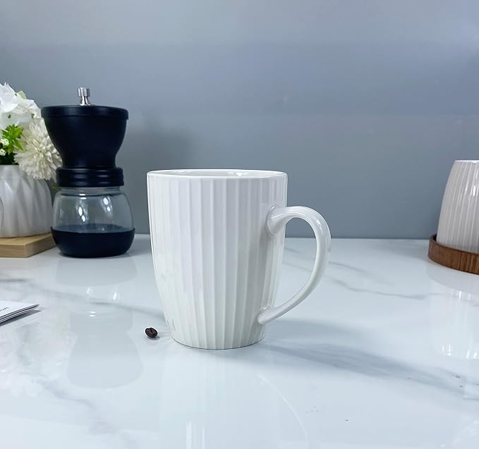 11 Ounce Porcelain Mugs, Set of 6 Coffee Mugs for Tea, Milk, Hot Cocoa, White