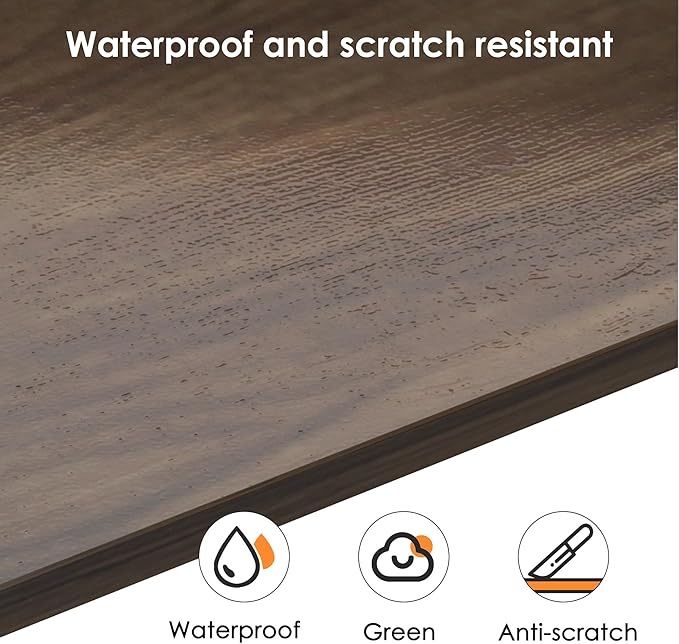 Need 63 Inch Large Computer Desk - Modern Simple Style Home Office Gaming Desk, Basic Writing Table for Study Student, Black Metal Frame, Walnut