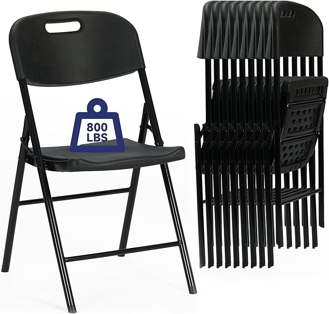 90 Pack Thicker 800 LBS Black Folding Chairs, Commercial Grade Folding Chair, Foldable Chairs for Events