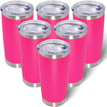 20oz Tumbler Bulk Stainless Steel Tumblers with Lid Vacuum Insulated Double Wall Travel Coffee Mug Powder Coated Tumbler Cup for Hot and Cold Drinks(Hot Pink, 6 pack)