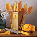 Montgomery Ward 25-Piece Cutlery and Utensil Set, Golden Honey - Apartment Essentials Kitchen Prep Kit with Full-Tang Knives (Golden Honey)