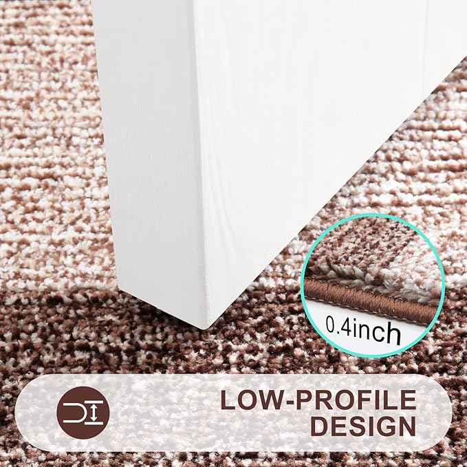 Kitinjoy Indoor Outdoor Door Mat, 47x20 Non-Slip Absorbent Dirt Trapper, Low-Profile Washable Inside Entrance Front Floor Mat, Sturdy Soft Entry Doormats for Entryway, Brown