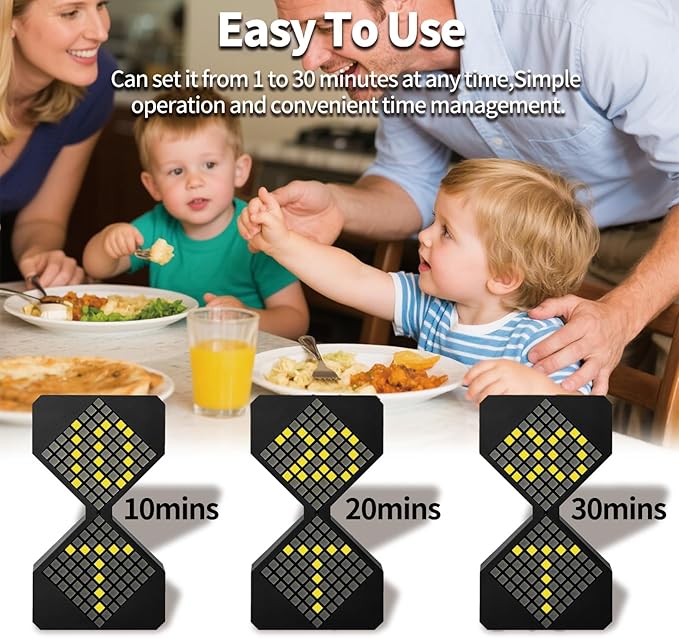 LED Digital Electronic Hourglass Gravity Induction Timer, 1 to 30 Minutes Free Adjustment,DIY Digital Timer, Suitable for Kitchen, Room, Classroom, Office (Yellow)