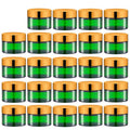 Lil Ray 1 oz Round Green Glass Jar with Inner Liners and Gold Lid (24pcs)