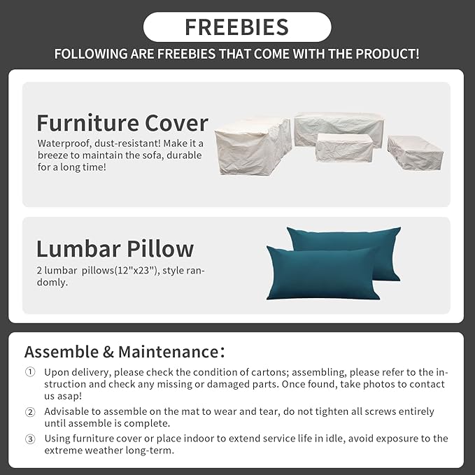 Rattaner Patio Furniture Set 6 Pieces Couch Outdoor Chairs Coffee Table Peacock Blue Anti-Slip Cushions and Waterproof Covers