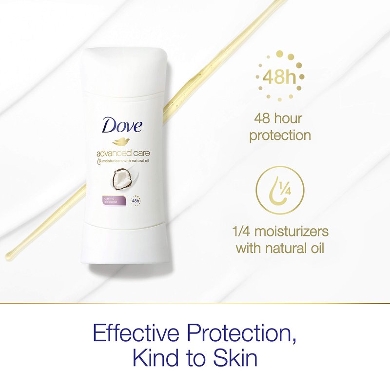 Dove Advanced Care Antiperspirant Deodorant Stick for Women, Caring Coconut, for 48 Hour Protection And Soft And Comfortable Underarms,2.6 Ounce (Pack of 2)
