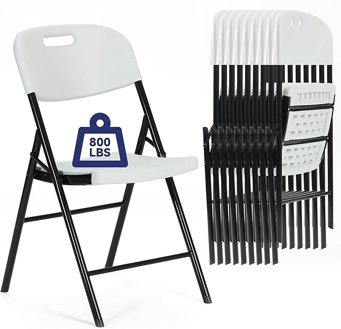 90 Pack Thicker 800 LBS White Folding Chairs, Commercial Grade Folding Chair, Foldable Chairs for Events
