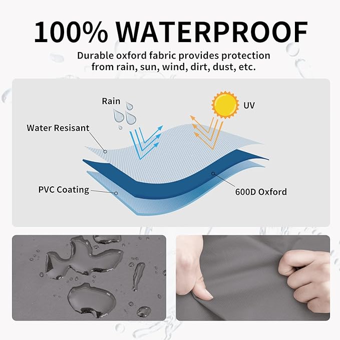 Easy-Going Waterproof Outdoor Couch Cover, Heavy Duty 4-Seater Patio Sofa Cover, Windproof Outdoor Furniture Cover with Air Vent (104Wx32.5Dx33H inch, Gray/Black)