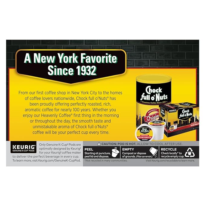 Chock Full o'Nuts Soho Morning Coffee, Mild Roast, Compatible with K-Cup Pods, 12 CT (Pack of 4)