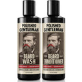 Polished Gentleman Beard Shampoo and Conditioner Set - Refreshing Beard Moisturizer & Mustache Softener - Beard Thickener with Tea Tree & Growth Oil - Paraben-Free & Sulfate-Free - Made by USA (8oz)