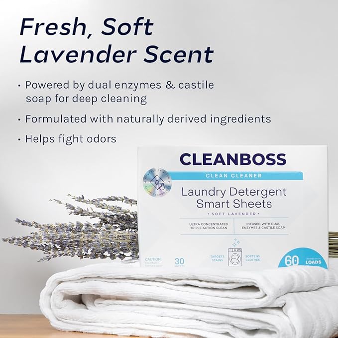 CleanBoss Laundry Detergent Smart Sheets - 60 Sheets