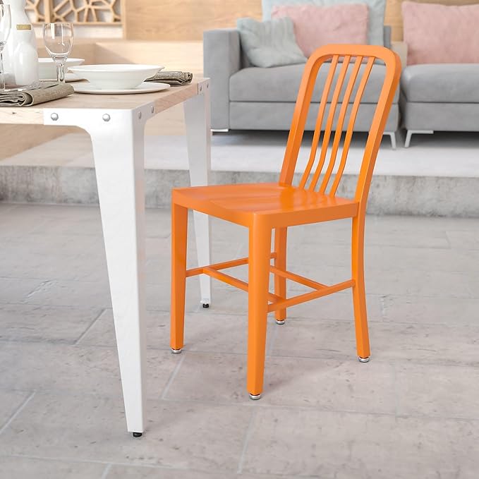 Flash Furniture Commercial Grade Orange Metal Indoor-Outdoor Chair