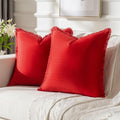 FUTEI Christmas Red Velvet Decorative Throw Pillow Covers 18x18 Set of 2,Soft Cozy Edge with Tassels Cushion Case,Boho Modern Home Decor for Couch Bed Living Room