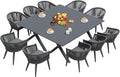 PURPLE LEAF 12 Pieces Outdoor Dining Set with Patio Aluminium Dining Table and Wicker Chairs Modern Furniture Cushions Sets for Backyard Indoor Decor Kitchen Gray