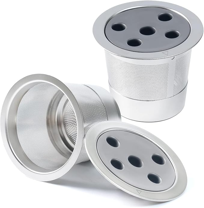 2 Pack Stainless Steel Reusable K Cups for K eurig Supreme & Supreme Plus, Five Hole Universal K-eurig Reusable Refillable coffee pod filter