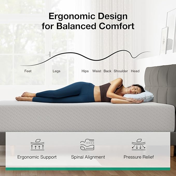 Novilla Queen Size Mattress, 10 Inch Memory Foam Mattress Queen for Pressure Relief & Comfort Sleep, Natural Fiber Infused for Cooling Refreshing Feel, CertiPUR-US Certified Mattress in a Box, Plush